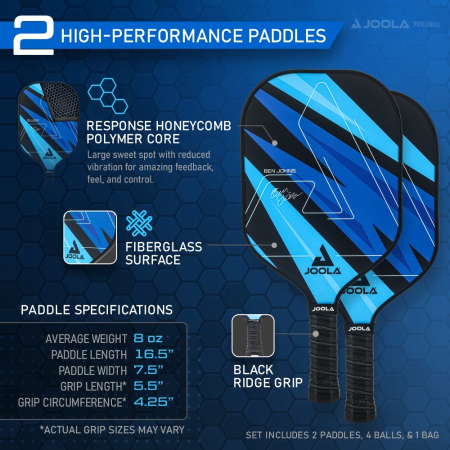JOOLA Ben Johns Blue Lightning Pickleball Paddle Set (4)